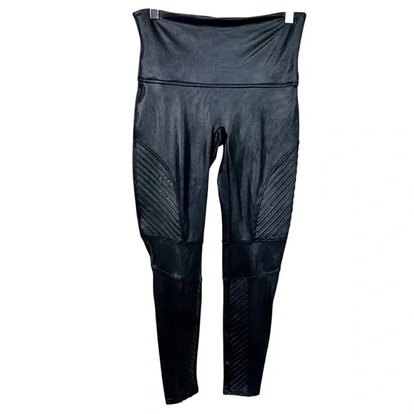 SPANX Faux Leather Moto High Waisted Leggings Slimming Pants Women's Size XL - Picture 11 of 16